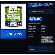 PINTURA ESMALTE AL AGUA ECOLÓGICO E01 COLOR BLANCO . - Img 57513792