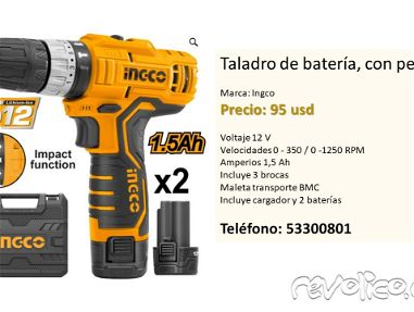 Taladro de bateria, con percutor NUEVO Marca: Ingco - Img main-image-45692220