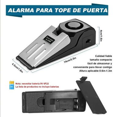 Alarma para puertas tope cuña portátil con Sirena 120 db. - 2/3