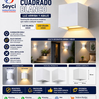 Aplique decorativo LED cuadrado arriba/abajo - 4/7