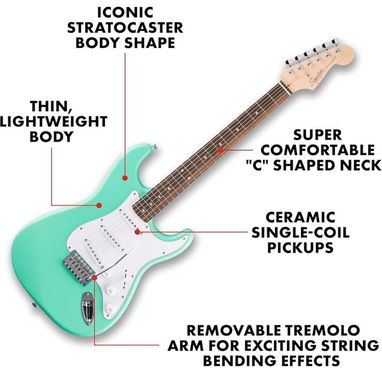🎸 GUITARRA ELÉCTRICA SQUIER STRATOCASTER – ¡LISTA PARA TOCAR! 🎸  Dale vida a tu música con esta Squier Stratocaster - Img 125987947