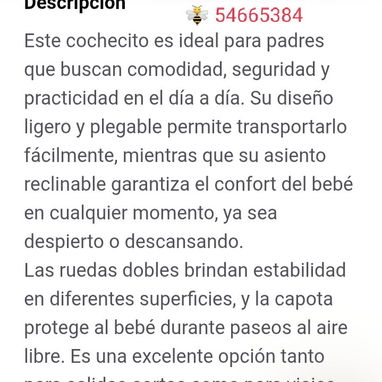Cochecito de bebé se acuesta y tiene 3 posiciones. Cubre sol y viento. - 2/4