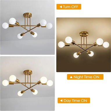 💡✨ LÁMPARA COLGANTE LIMEJUA | ORO | 6 LUCES SPUTNIK | REGULABLE – 50 USD - Img 118820454