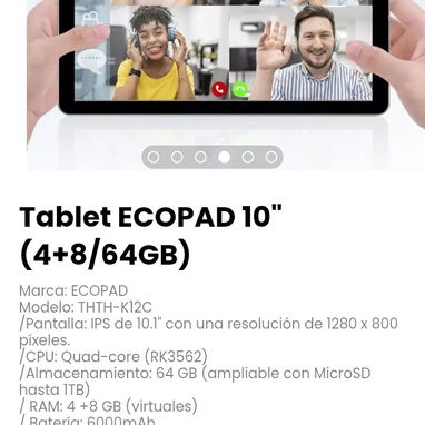 Tablet ECOPAD 10" (4+8/64GB). Marca: ECOPAD - Img 125825990
