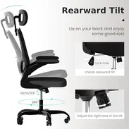 Silla Giratoria de Escritorio u Oficina con Asiento y Respaldo de Malla Transpirable, Soporte Lumbar Ajustable - Img 47575952