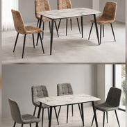 Juego de comedor de 4 sillas ⚜️ 🤎🩶 670 USD - Img 56932850