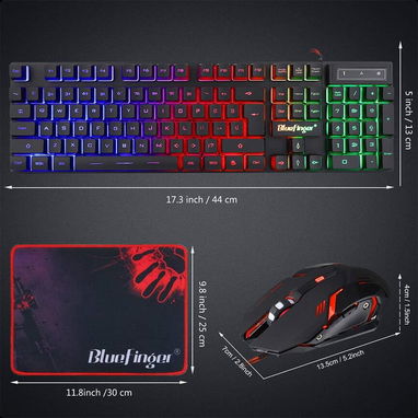 (X) BlueFinger Combo Gamer RGB Teclado Retroiluminado + Mouse Gaming LED + Alfombrilla USB para PC y Laptop - Img 126471891