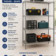 ESTANTE METÁLICO DE 4 NIVELES - 7HOUSE – HASTA 320KG 🏠 🏗️ 4 baldas ajustables para organizar y aprovechar mejor el es - Img 58186412