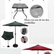 Lindas Mesas con sombrillas, panel solar y luces led. Nuevo - Img 51298363
