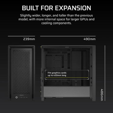 $120 - Chasis de PC ATX Mid-Tower - Corsair FRAME 4000D Modular - Cristal Templado - Negro - Img 122743192