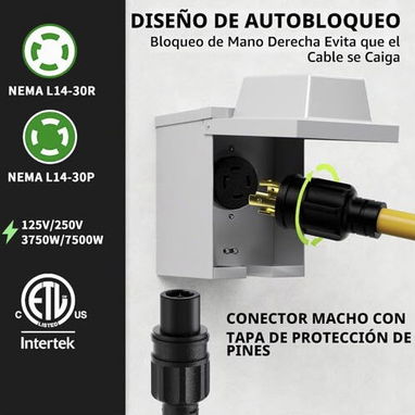 !!NUEVO!! POWGRN Cable de extensión para generador de 30 Amp (15 pies), 4 clavijas, 125/250 V, NEMA L14-30P/L14-30R - 2/6