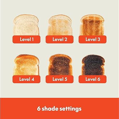 🍞 BELLA Tostadora 2 Rebanadas Ranuras Anchas Auto Shut-Off Blanca 6 Niveles + Defrost & Reheat | Envío* + Garantía** - Img 112949945