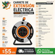 CARRETE DE EXTENSIÓN ELÉCTRICA FINDER 50M CON 4 TOMAS - Img 57016434