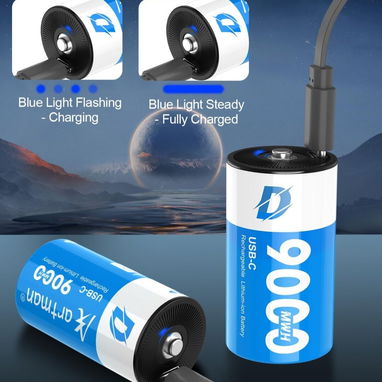 🔋Batería D recargable USB-C;Pila D litio 9000 mWh‼️ - 3/4