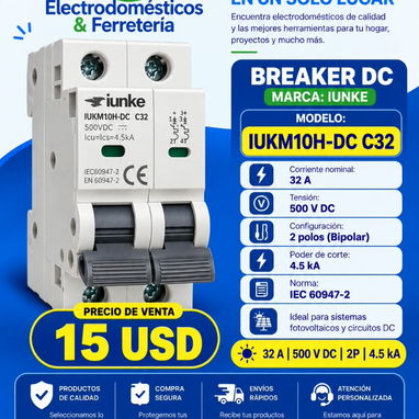 Breaker Corriente Directa, CD. Fotovoltaico. 16, 32 y 63 amperes. Disyuntores bipolares. - 2/9
