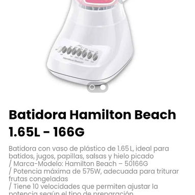 Batidora Hamilton Beach 1.65L - 166G. Marca-Modelo: Hamilton Beach – 50166G - Img 126168575