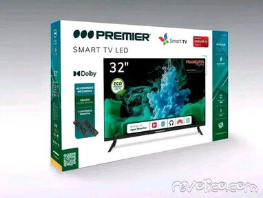 Televisor Smart TV de 32 pulgadas con 2 mandos y soporte para poner en la pared. Nuevo en caja. Mensajería gratis - Img main-image