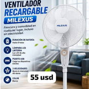 Ventilador recargable de 16"nuevos en su📦 Color : blanco PRECIO: 5️⃣5️⃣usd Marca : milexus Duración de la batería d - Img 55626847