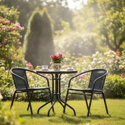 📢 Juegos de muebles para terraza, mesa con cristal + 2 sillas incluidas. Importados - Img 55744018