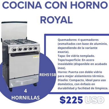 Cocina de gas con horno 20" Royal - Img 119312494