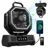 Ventilador Recargable Chenxi F39 con Batería de 20000 mAh, Luz LED, 4 Velocidades y Salida USB Negro uso doméstico • B - Img 57697822