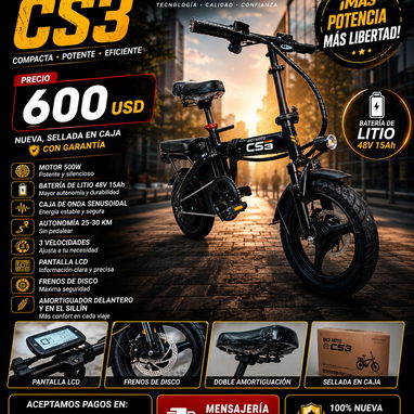 🚴⚡ BICI MOTO ELÉCTRICA CS3 550 USD| ¡POTENCIA, AHORRO Y LIBERTAD! ⚡🚴📲 53321047 - 2/3