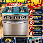 Cocina de gas con Horno de 4 hornillas acero inoxidable. Factura y garantía - Img 58162603
