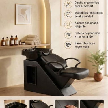 Sillas de peluquería,sillón de barbería,lámpara medialuna,lavacabezas,Camilla y banqueta - Img 126576092