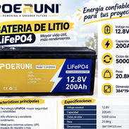 BATERÍA DE LITIO POERUNI LiFePO4 12.8V 200Ah 🔋 - Img 57376042