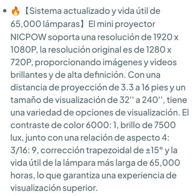 Proyector para exteriores. Mini proyector para cine en casa, compatible con 1080P 🌐 - 8/10