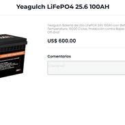Yeagulch LiFePO4 25.6 100AH - Img 58235990