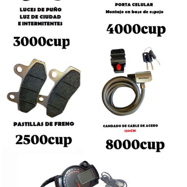 Cargador,conmutadores,caja de luces,flasher,puerto de carga,breaker,voltímetro,espejo,lodera,manilla,puño,rodamiento - Img 119665363