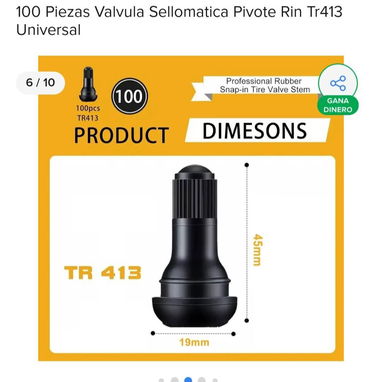 Vástago de válvula de neumático sin cámara (universal) - Img 117096246