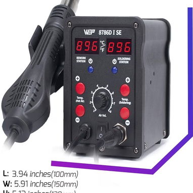 Estación Soldadura WEP 8786D-I SE 2-en-1: Cautín + Aire Caliente 800W con PID + 5 Puntas + 3 Boquillas - Img 125209823
