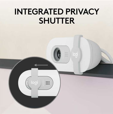 🎁 Webcam Logitech Brio 100 White ✅2MP, 1080p, 58°, FHD, tapa de privacidad, 1.5m, 30fps, 75g, Micrófono, Modern - Img 84027398