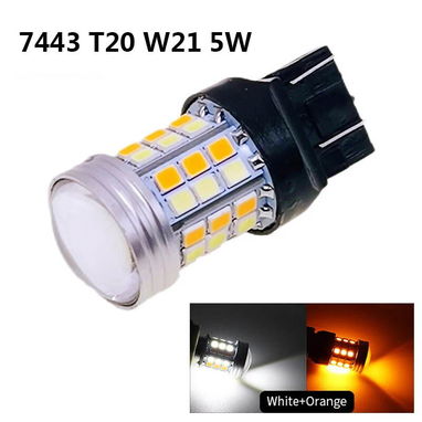 Bombillos LED luz diurna + intermitente, Dual color: azul + naranja y blanco + naranja, varios sockets (18 USD el par) - Img 109378456