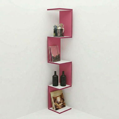 Mueble esquinero para cuartos y salas, ideal para adornos, libros y útiles escolares. Diseño en zigzag - Img 116273967