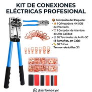 Kit de Conexiones Eléctricas Profesional con cortador de alambre de alto calibre, crimpadora y terminales de cobre - Img 57728950