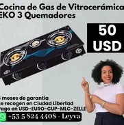 Cocina de Gas 3 Quemadores Vitrocerámica - Img 49095044
