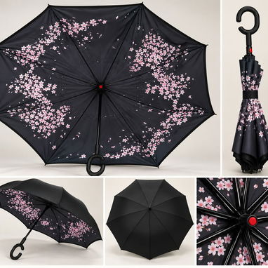 Sombrilla Inversa con Diseños Florales – 8 Varillas 🌸 - 3/4