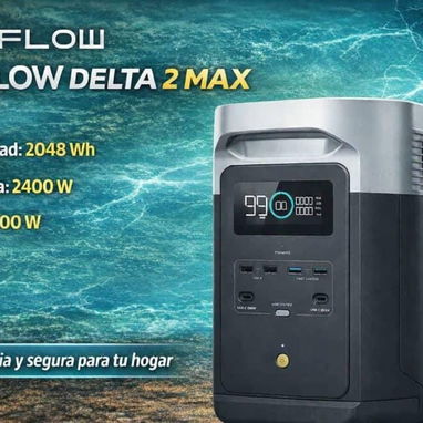 ECOFLOW DELTA 2 MAX  2048 Wh Capacidad LiFePO4  2400 W Potencia Nominal  4800 W Potencia Pico  Garantía 15 días - 2/2