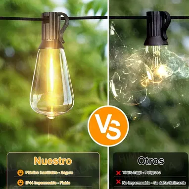 Guirnaldas 15 Metros 27 Bombillas LED Vintage, luces decorativas exterior 15 Metros 25+2 Bombilla 💡 📦 - Img 105486714