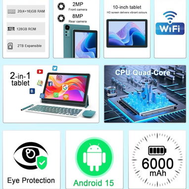 ☎️53544655 🛵 Entrega Disponible ⭐Tablet Android 15 de 10" – 20GB RAM / 128GB (2 en 1) ⭐ - Img 116521255