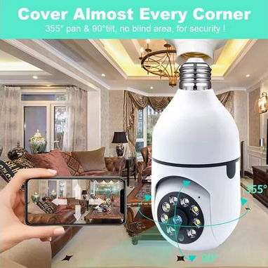 Gangaa Cámara de vigilancia con bombilla E27 para interiores, videocámara inalámbrica con Wifi - Img 86283985