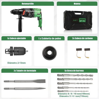 Rotomartillo Concelador SHAWTY, 1050W, Martillar Perforador SDS-Plus Mandril, Para Taladrar y Martillar - Img 117080546