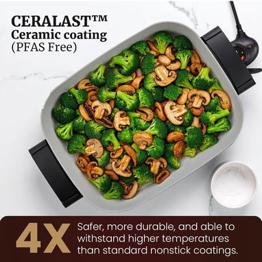 Sartén Eléctrico de Cerámica Elite Gourmet 1500W (Plegable / Stow-Away) - 4/7