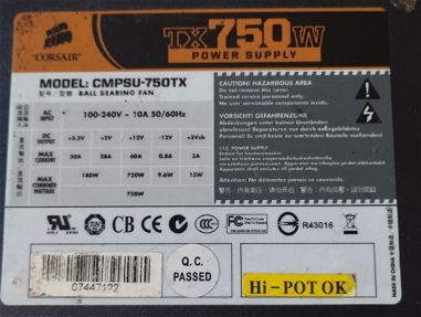 Fuente Corsair TX 750 W, 60 Amperes - Img main-image