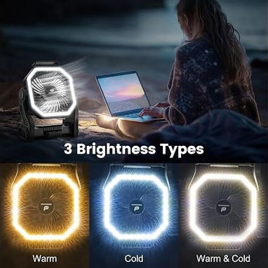 🌬️ VENTILADOR RECARGABLE ODOLAND 20000MAH + LINTERNA LED 4 VELOCIDADES – ENVÍO DISPONIBLE + GARANTÍA - 3/8
