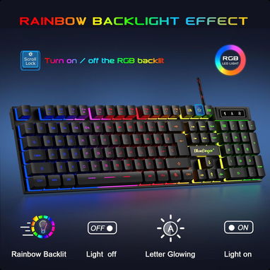 (X) BlueFinger Combo Gamer RGB 4 en 1 Teclado Retroiluminado + Mouse Gaming + Auriculares con Micrófono + Alfombrilla - Img 126468788