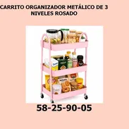 CARRITO ORGANIZADOR METÁLICO DE 3 NIVELES ROSADO - Img 55728617